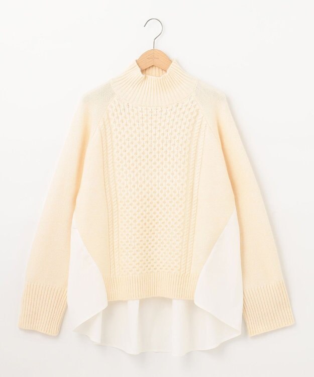 SHARE PARK LADIES 【洗える】異素材メランジハイネックニット オフホワイト