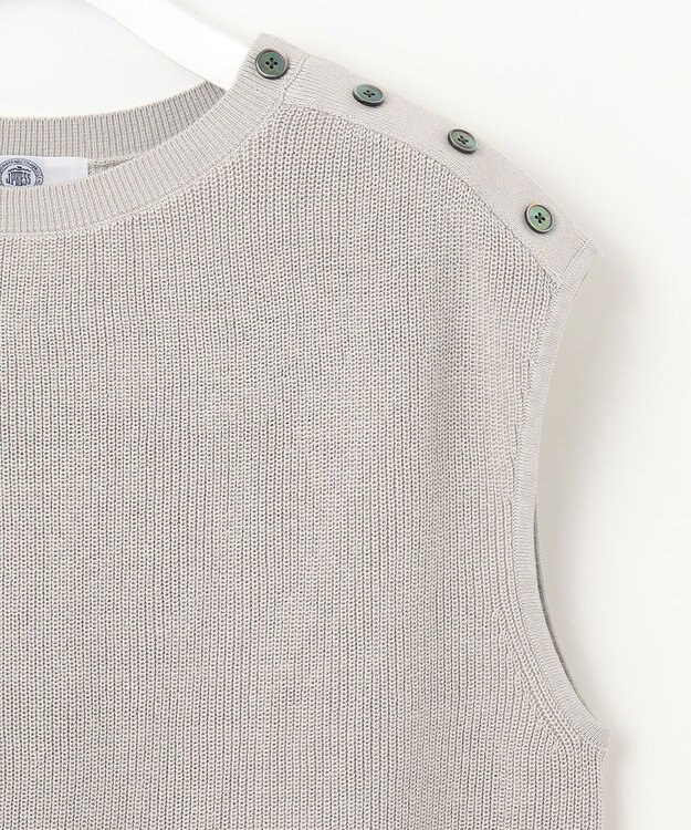 J.PRESS LADIES L 【洗える】GIMA COTTON ニット ベスト グレージュ系