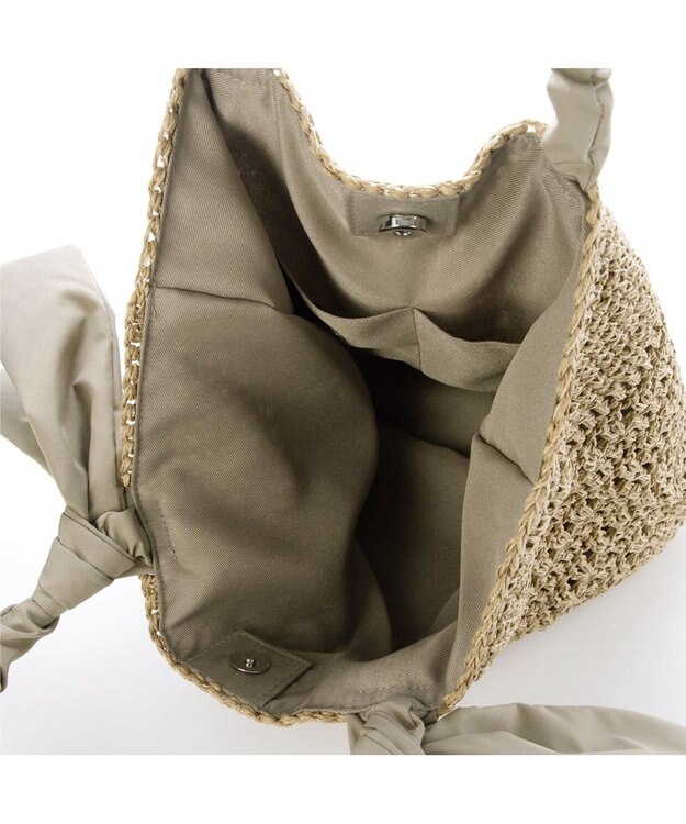 UNBILLION カシュカシュ cachecache / 下がりリボン柄編みトート カゴバッグ オーク