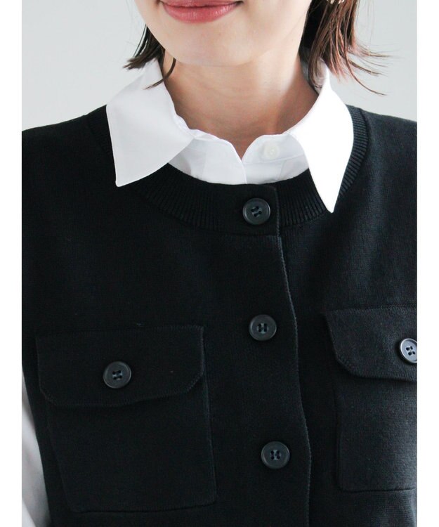 Te chichi ポケット付きニットベスト ブラック