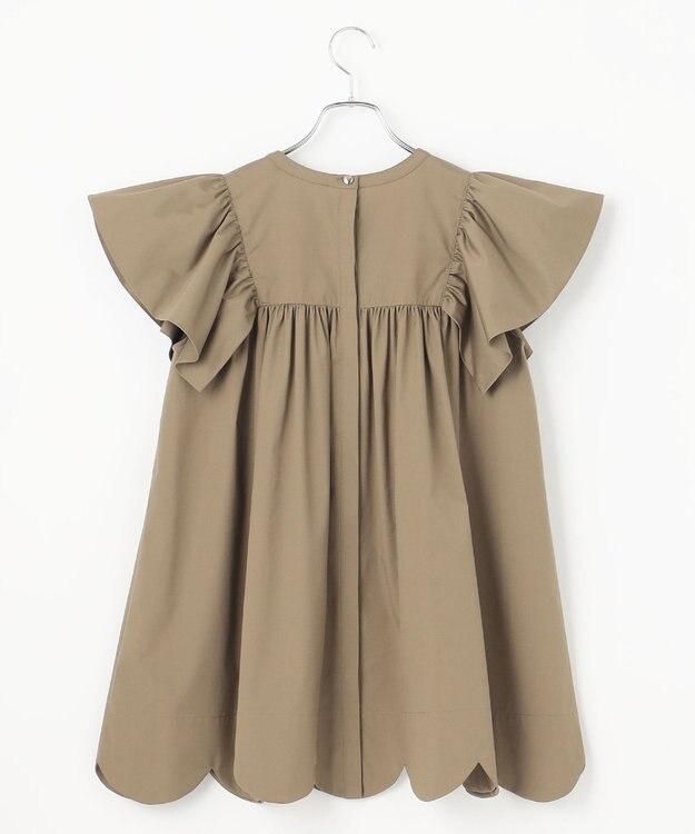 #Newans 【イージーケア】スカラップヘムチュニックブラウス カーキ系