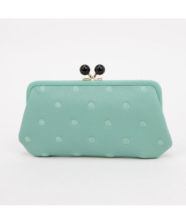 UNBILLION ペルケ perche / アクリル玉がま口長財布 ライトグリーンドット
