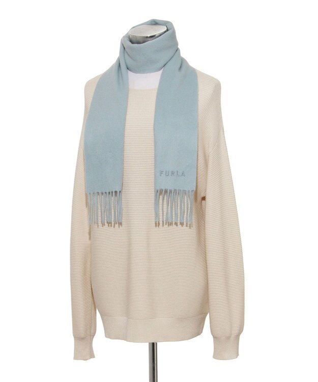 MOONBAT FURLA(フルラ）カシミヤ100％ 無地 プチマフラー ペールスカイ