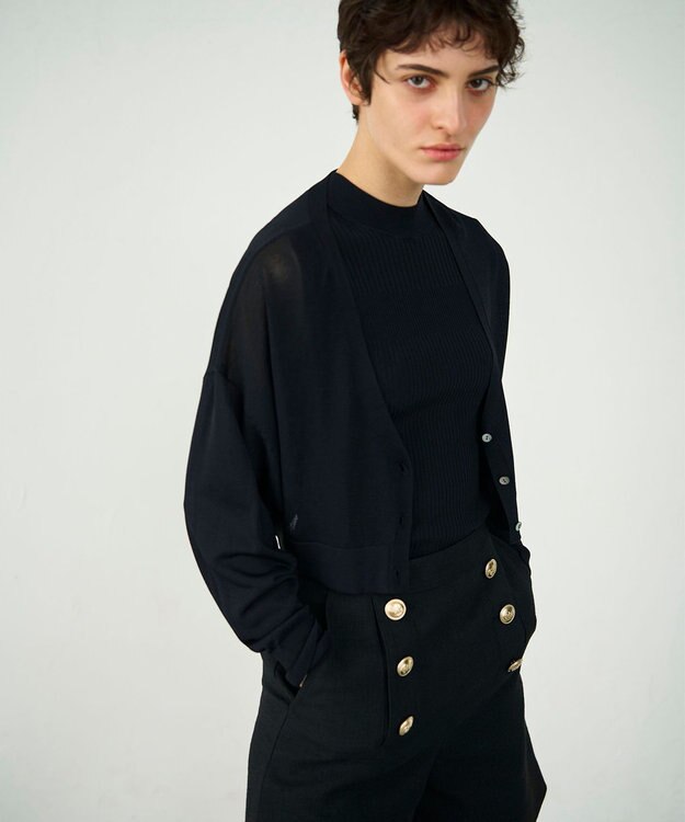 GRACE CONTINENTAL ショートドルマンニットカーディガン ブラック