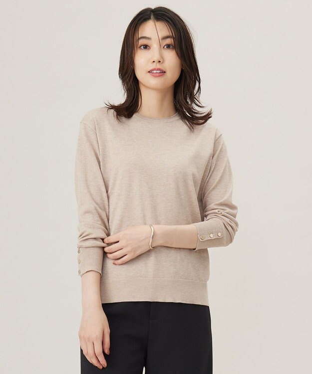 J.PRESS LADIES L 【洗える】スパーク ラメ配色 ニット ベージュ系