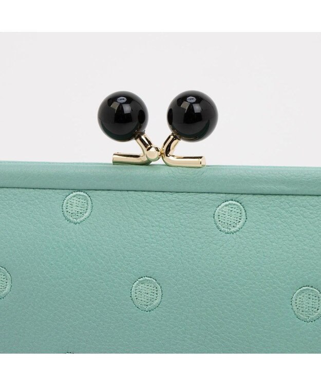 UNBILLION ペルケ perche / アクリル玉がま口長財布 ライトグリーンドット