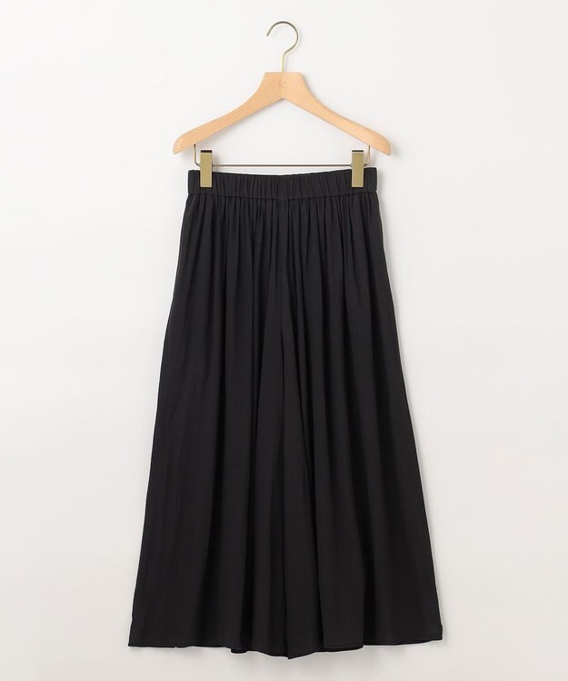 組曲 【ウエストゴム・WEB限定】シアープリーツライクシフォン パンツ ブラック系