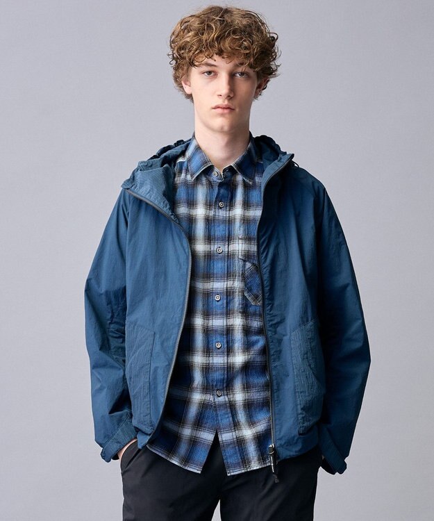 JOSEPH ABBOUD MOUNTAIN 【ナチュラルカラー/ストレッチ】ナイロンコンビガーメントダイパーカー ダルブルー系