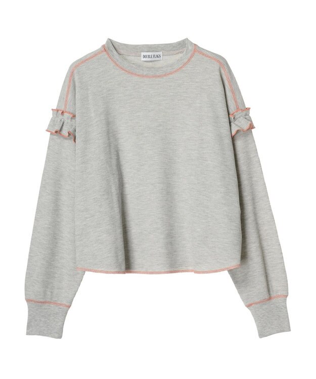 Green Parks ・Ｄｏｕｂｌｅ　Ｆｌａｇｓ　ワッフルカラーｓｔロンＴＥＥ Gray Mixture