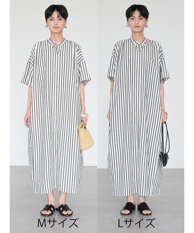 AMERICAN HOLIC イージーケア＋接触冷感丈違い強撚ワッシャーワンピース Stripe Black