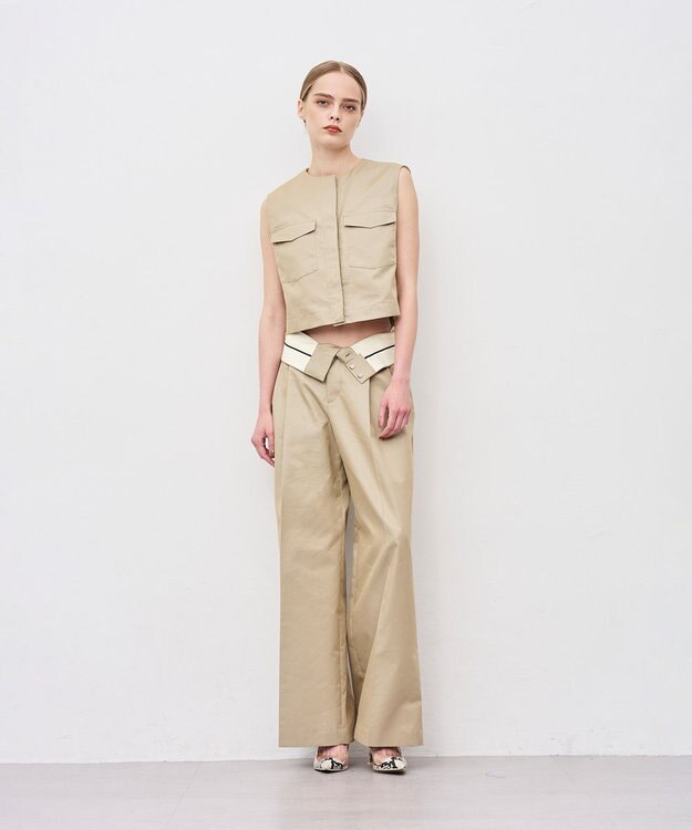 uncrave チノギャバジン ワイドトラウザー ベージュ