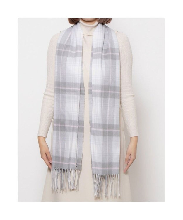 UNBILLION カシュネ cache nez / カシミヤ紡毛チェックストール GY