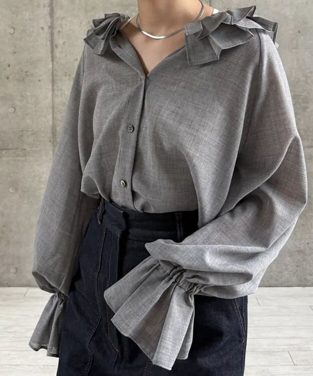 #Newans 【LEE掲載アイテム】【前後着用可能】ビッグカラー２WAYブラウス