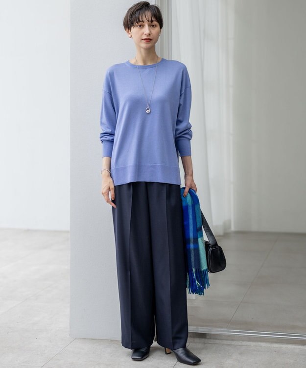 23区 L 【洗える】オータムシャイニー リラクシー ニット サックスブルー系