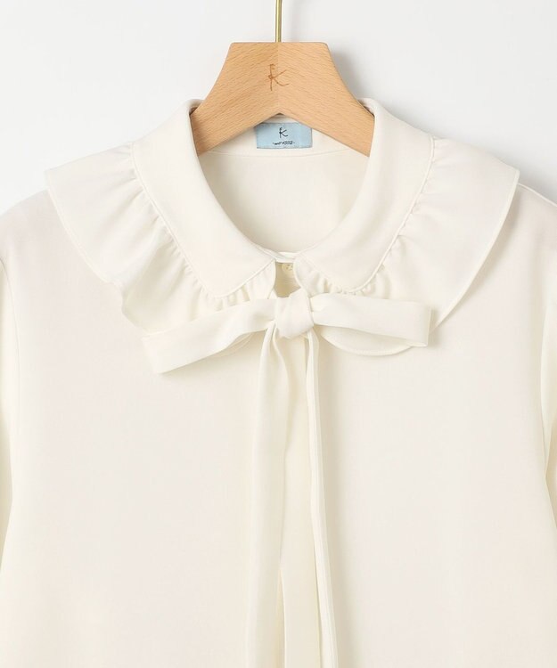 組曲 【WEB限定】ボウタイ付きフリルカラー ブラウス アイボリー系