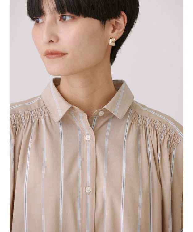 AMERICAN HOLIC バックギャザーシャツワンピース Stripe