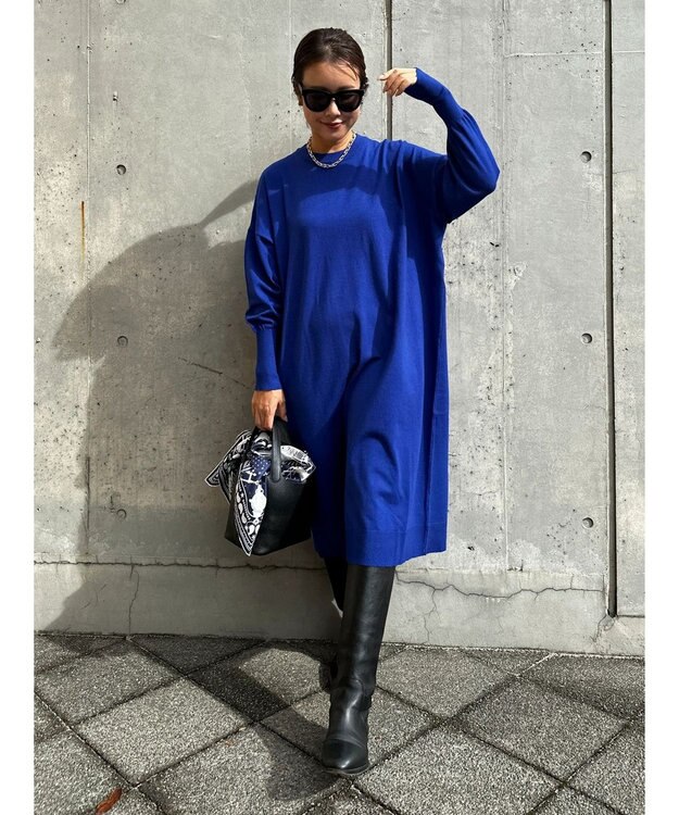 Green Parks オーバーサイズニットワンピース Blue