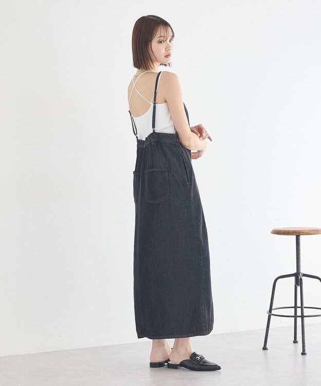 earth music&ecology ダブルジップデニムキャミワンピース Black