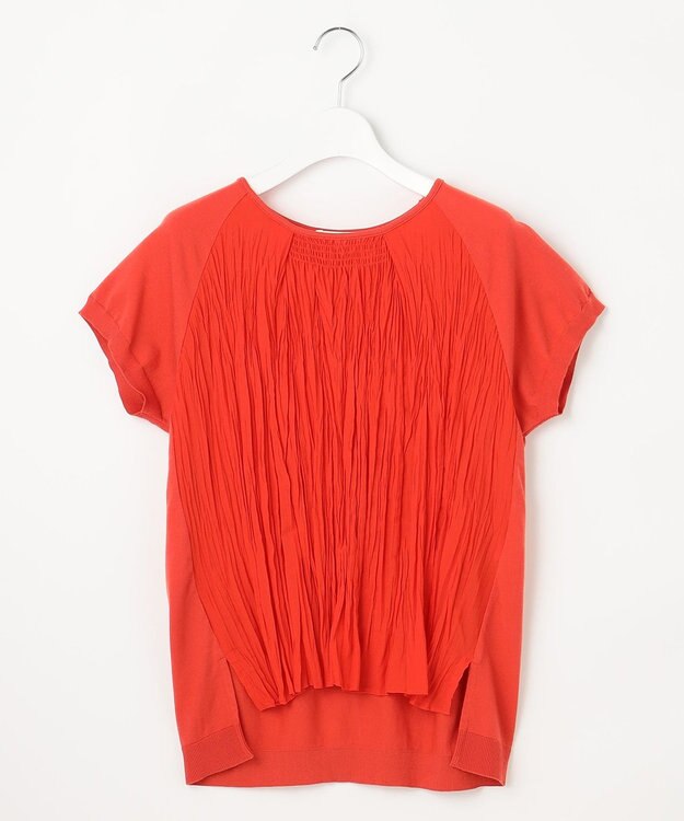 自由区 S 【洗える】ジョーゼットプリーツコンビ カットソー グラムレッド