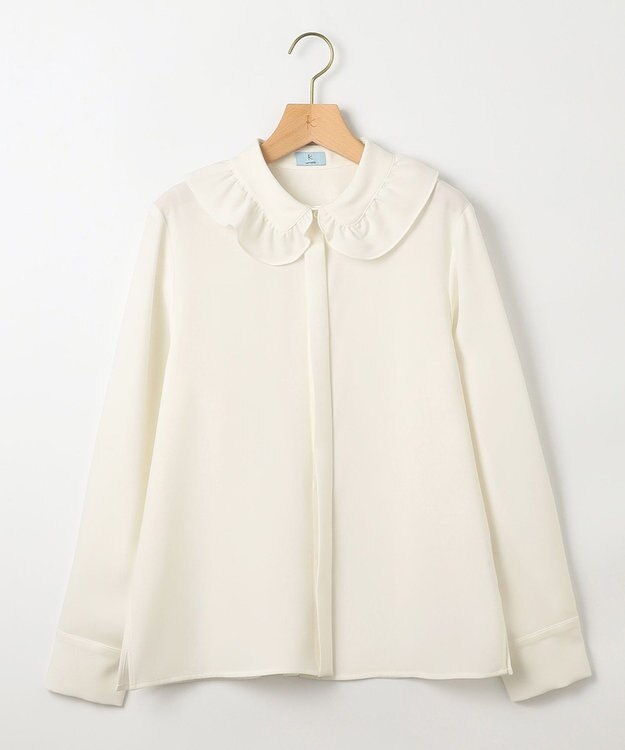 組曲 【WEB限定】ボウタイ付きフリルカラー ブラウス アイボリー系