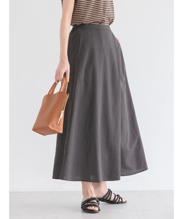 AMERICAN HOLIC リネンブレンドフレアスカート1 Charcoal Gray