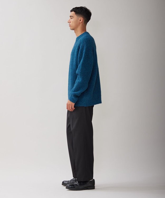 UNFILO MENS ヘアリー クルーネックニット ブルー グリーン