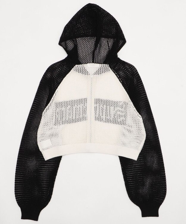 WEGO ラグランメッシュニットショートパーカー ブラック