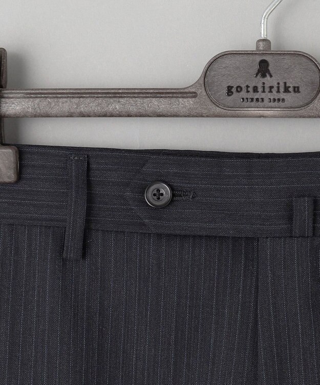GOTAIRIKU 【オールシーズン対応】ALL SEASON 2WAY STRETCH スーツ グレー系1(グレー×細ブルーストライプ)