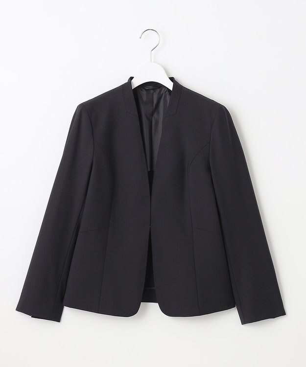 J.PRESS LADIES BAHARIYE SOLID ノーカラー ジャケット ネイビー系