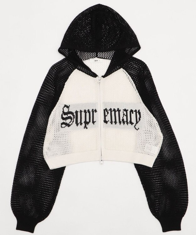 WEGO ラグランメッシュニットショートパーカー ブラック