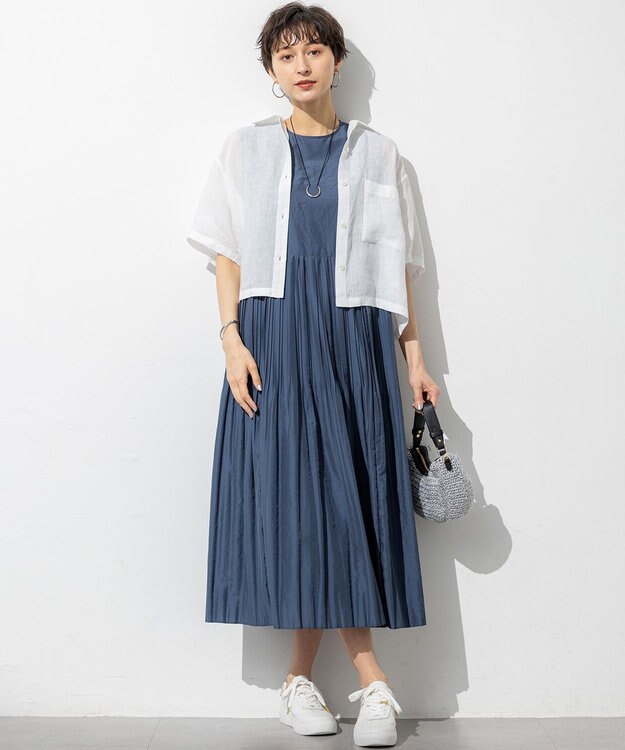 23区 L 【Oggi7月号掲載/洗える】LIBECOリネン クロップド デザイン シャツ ホワイト系