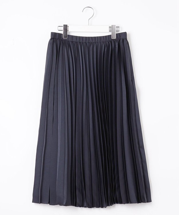 自由区 【WEB限定・洗える】ロイヤルサテンプリーツ スカート ネイビー