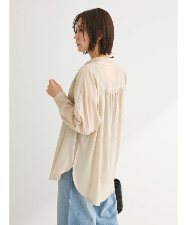Green Parks インド綿 ボイルゆったりシャツ Light Beige