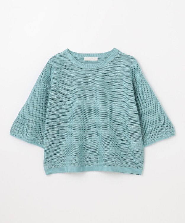 ANY 【洗濯機可/アンチピリング】アイレットメッシュニット サックス