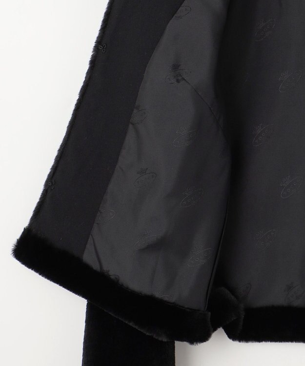 TOCCA CUSHY ノーカラーフェイクファーコート ブラック系