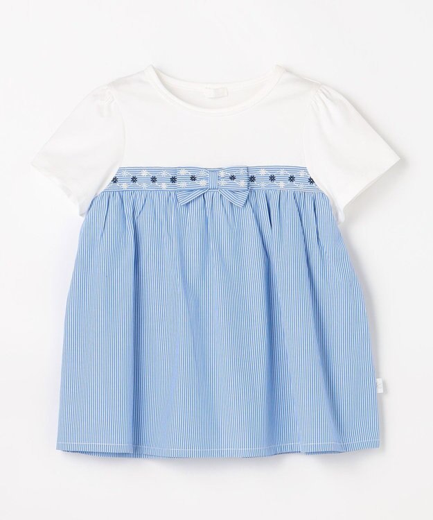 組曲 KIDS 【150-170㎝】 フラワーリボンチュニック サックスブルー