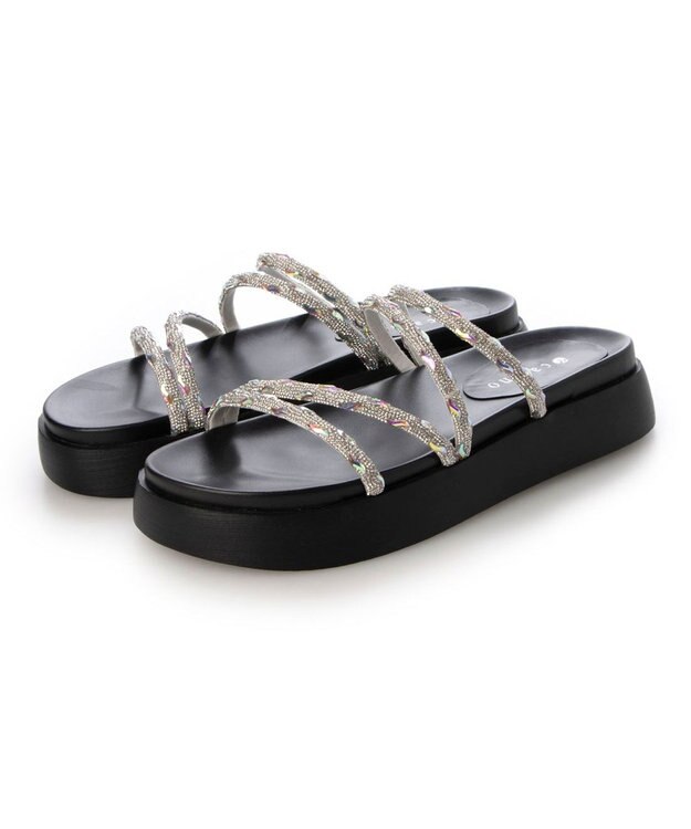 MODE ET JACOMO <carino>厚底ビジューサンダル シルバー
