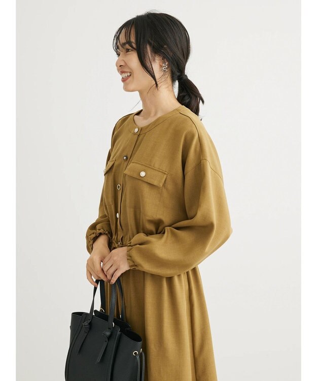 Green Parks ・ＥＬＥＮＣＡＲＥ　ＤＵＥ　イロイロ釦ドロストワンピース Yellow