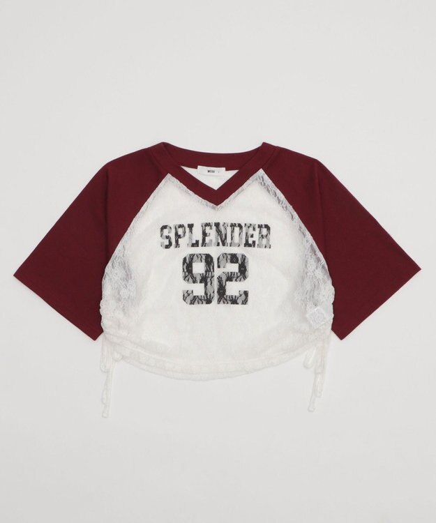 WEGO ラグランレースサイドドロストショートT ワイン