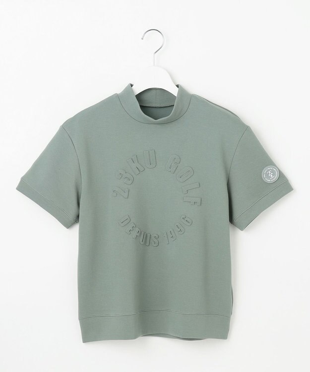 23区GOLF 【WOMEN】【吸水速乾/UVケア】長めの半袖丈でトレンドのモードスタイル！スウェットモックネック スモーキーグリーン系