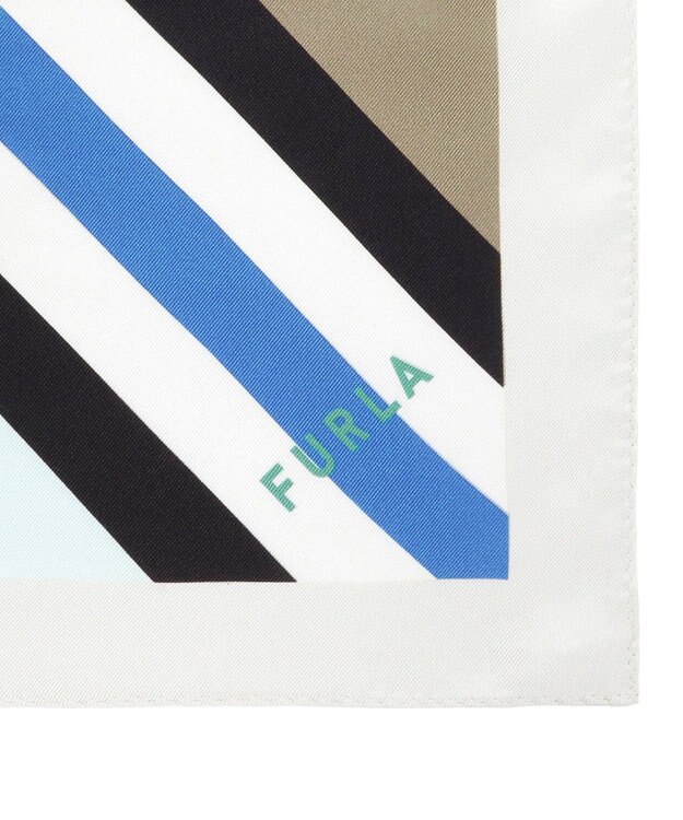 MOONBAT FURLA シルク100% 幾何柄 スクエアスカーフ スカイブルー