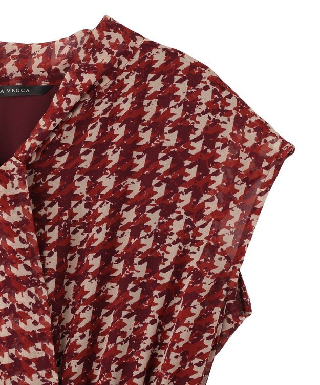 YECCA VECCA チェック柄ボウタイプリーツワンピース Bordeaux