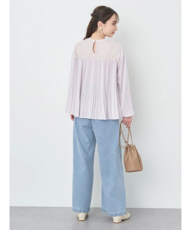 earth music&ecology レースプリーツブラウス Light Pink