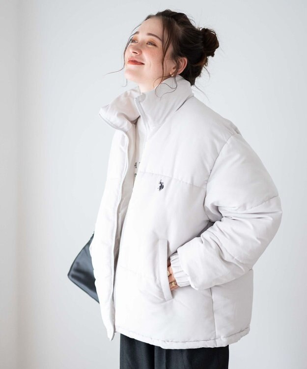 WEGO 【WEB限定/Sサイズ新登場/お気に入り登録者数5万人越えの大人気アイテム】U.S. POLO ASSN.別注パデッドジャケット ライトグレー