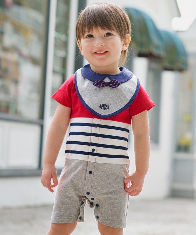 J.PRESS KIDS 【BOX付き】【70㎝】ロンパース&蝶ネクタイスタイ セット レッド系1