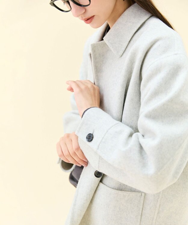 BEIGE， 【WEB限定】PAYSON / ウールリバーオーバーサイズステンカラーコート L.Gray