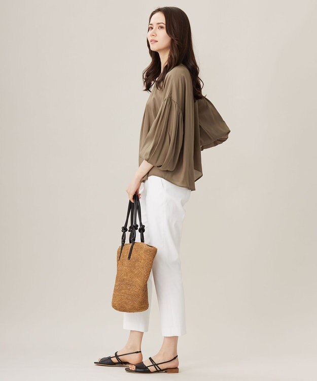 自由区 S 【洗える】キュプラコットンツイルプルオーバー ブラウス モカ