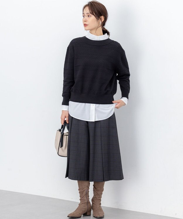 組曲 S 【加藤ローサさん着用 / 前後着用可】コットンタッチシャーティング刺繍入り ブラウス ホワイト系