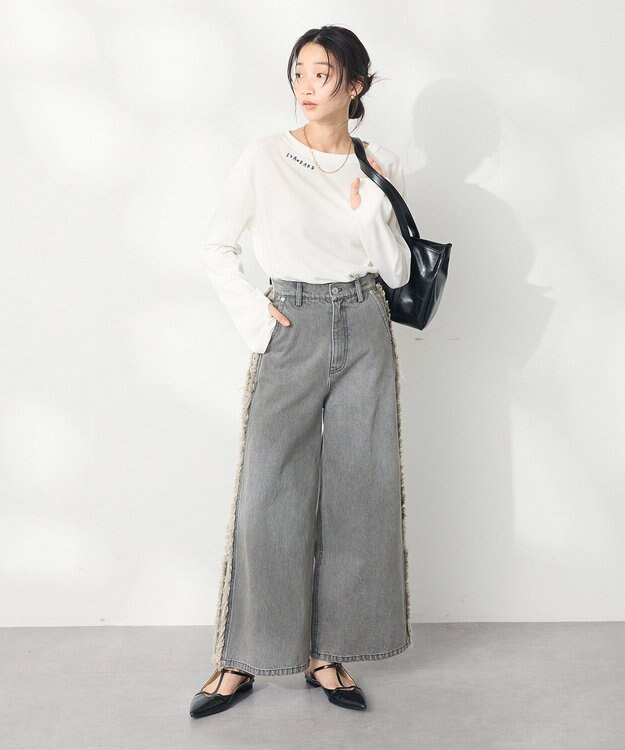 CRAFT STANDARD BOUTIQUE ラメ天竺刺繍ロンTEE Off White