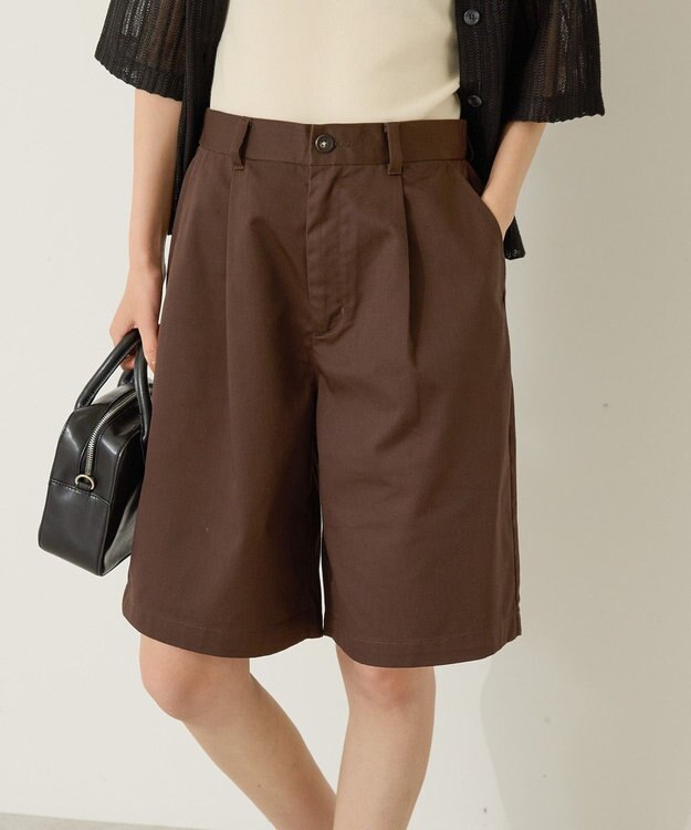 AMERICAN HOLIC ワンタックハーフパンツ Brown